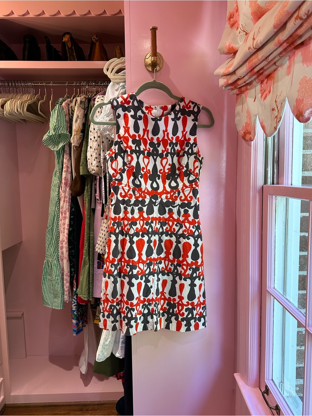 Milly Girls' Red, Black & White Sleeveless Patterned Dress